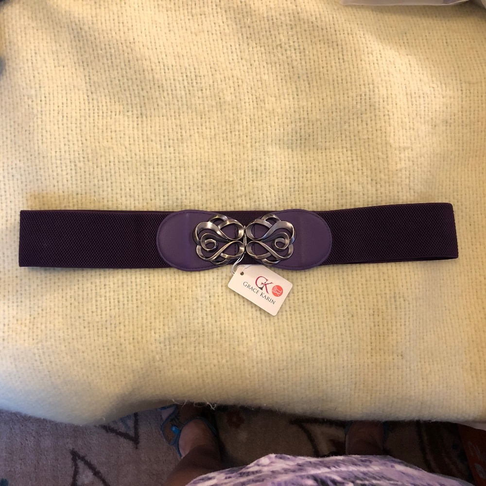 Purple Wide Elastic Stretch Belt - Size XL